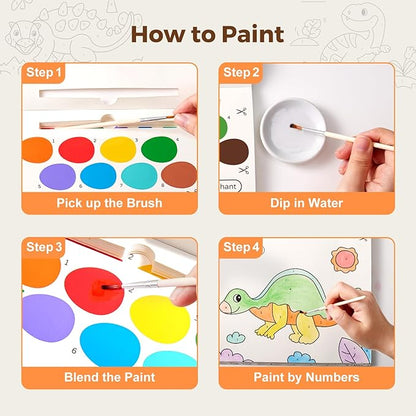 Paint with Water Books for Toddlers, Mess Free Watercolor Painting Activity for Kids Ages 1-3, 2-4, 4-6, Art Craft Coloring Gift with Brush, Airplane Travel Activities for Toddlers, Dinosaurs