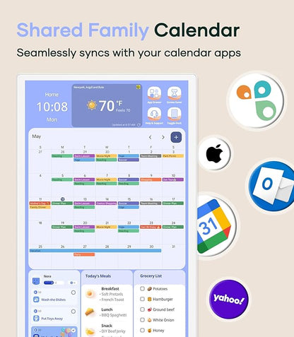 Cozyla Mate Digital Calendar+ 2: 32 Inch Wall Touch Screen Chore Chart Customize Dashboard Smart Electronic Calendar for Family Schedules Meal Planner Supports All Google Play Apps Wall Mount White