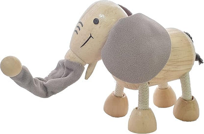 TEKOR Wooden Bendable Jungle Animal Toys (Set of 4) | Ages 3 & Up | Early Education Toy Animals for Kids | Elephant, Zebra, Hippo, Gorilla | Smooth Natural Wood | Endless Play for Girls & Boys