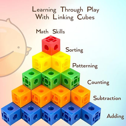 100 Piece Linking Cubes Set, Counting Blocks, STEM, Connecting Blocks, Math Manipulatives, Educational Toys for 5 Year Old