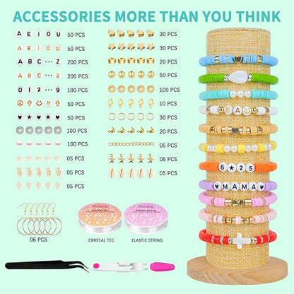 Friendship Bracelet Kit, 14,000pcs 48 Colors Bracelet Making Kit Clay Beads with Number Letter Bead Set Concert Merch Arts and Crafts Gifts for Kids Teen Girls Jewelry Making Supplies Bracelet Maker1