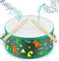 Boao 1 PC Kids Drum Set, 8 Inch Toddler Drum Wooden Toy with Adjustable Strap and 2 Drumsticks, Educational Sensory Musical Instrument for Toddlers Kid Baby Boys Girls Gift(Dinosaur)