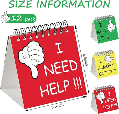 Harloon 48 Pcs I Need Help Mini Flip Chart Signs Self Assessment Cards Behavior Management Classroom Tools for Kids Teachers Classroom School Behavior Educational and Learning Activities Supplies