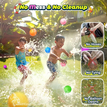 6 Pcs Reusable Water Balloons, Pool Beach Water Toys for Boys and Girls, Summer Toys for Kids Ages 3-12, Magnetic Water Ball for Outdoor Activities