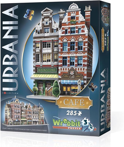 Wrebbit3D Café 3D Puzzle | Urbania Collection | 285 Jigsaw Puzzle Pieces | Charming and Unique Streetscape of a Small Town