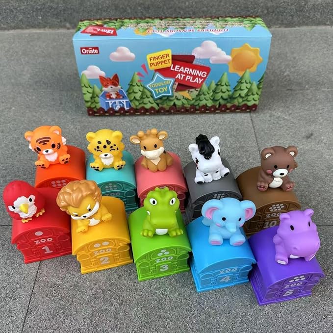 Oriate Animal Toddler Learning Toys, 20Pcs Zoo Animals Sensory Toys for Toddlers 1-3, Counting Animals Color Sorting Montessori for Babies, Birthday Gift Party Favors, Kids Prize Box, 12+ Months