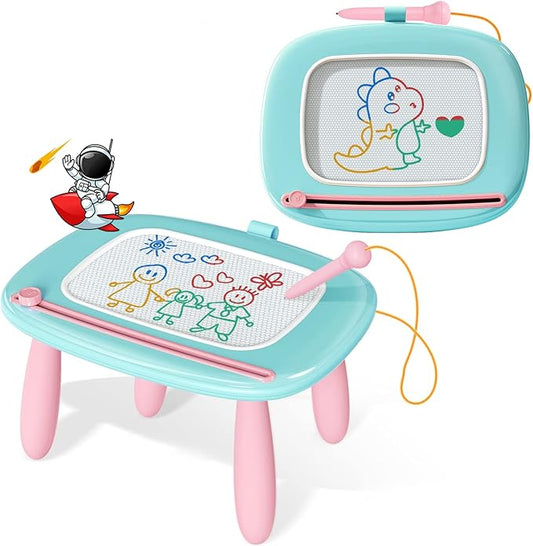 Kikidex Toddlers Toys Age 1-3, Magnetic Drawing Board, Doodle Board Pad Learning and Educational Toys for 1 2 3 Year Old Baby Kids Birthday Gift (Mint Blue)