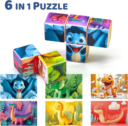 Magnetic Blocks for Toddlers, Dinosaur Theme Magnet Puzzle for Kids, Montessori Toys for 1+, Sensory Toys for Boys & Girls Ages 3 4 5 6