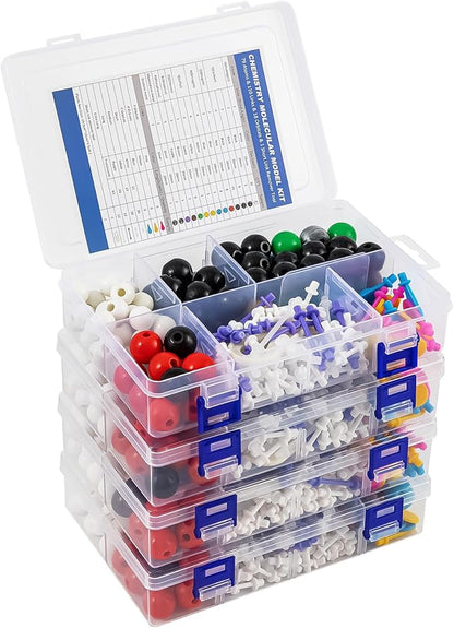 HFKPJRT Molecular Model Kit, 208 Pcs Molecular Model Kit Organic Chemistry, Atom Element Model Kits for Lessons in Chemistry, Gift for Teachers and Students to Raising Space Imagination 4 Set
