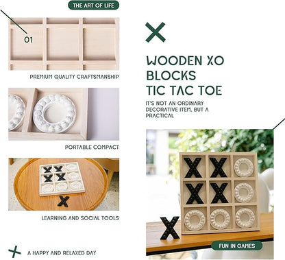 GENMOUS Wooden Tic Tac Toe Game Board for Seniors Family Indoor Game, 10.6 Inch White Rustic Giant Tic Tac Toe Coffee Table Decor, Tic Tac Toe Board Game Fun for Family Travel Outdoor Room Decor