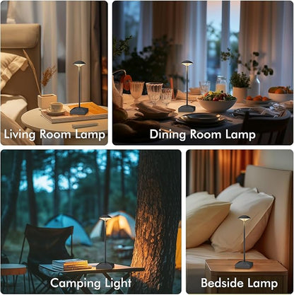 3 Pack 8.26in Black Small Cordless Table Lamps Rechargeable, Battery Operated Mini Lamp, Small Lamp Touch Portable Table Lights, LED Night Light for Bedside/Dining/Bar/Outdoor (Blcak-B)