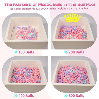 Ball Pit Balls Pack of 100 200 500 - Star and Round Set BPA Free Phthalate Free Non-Toxic Crush Proof Play Balls Soft Plastic Balls for Toddlers Baby Kids Birthday Pool Tent Party