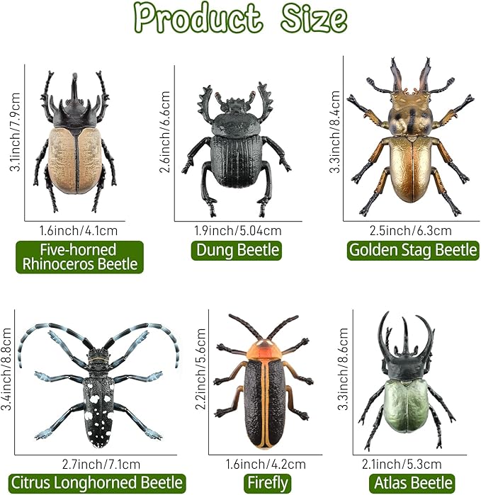 Toymany 12PCS Realistic Insects Figurines Toys - Plastic Bugs Figures Set with Cricket Bee Ant Dung Beetle, Educational Toy Cake Toppers Christmas Birthday Gift for Toddlers Kids
