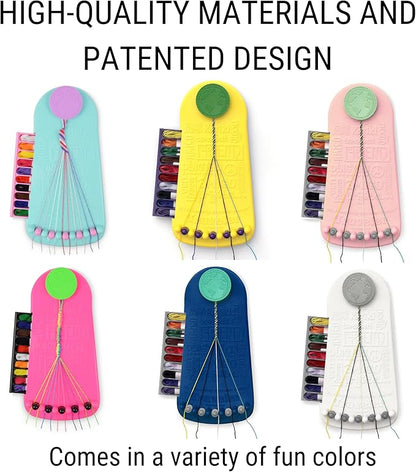 Choose Friendship Bracelet Making Kit – 20 Pre-Cut Threads, Portable Loom with Storage, Makes 8 Bracelets, Craft Gift for Kids Ages 8+, Blush Pink “Macaroon”