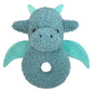 Baby Dragon Soft Rattle Toy, Plush Dinosaur Infant Shaker Rattle Easy-Grasp Stuffed Animal Toy, Gifts for Newborns Babies Toddlers Boys Girls, Cyan, 6 Inches