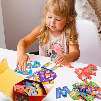 Wooden Alphabet Puzzles for Toddlers Ages 3+,Montessori Preschool Learning ABC Sight Words Letter Puzzle for Toddlers,Learning Toys Easter Birthday Gift for Kindergarten Boys Girls