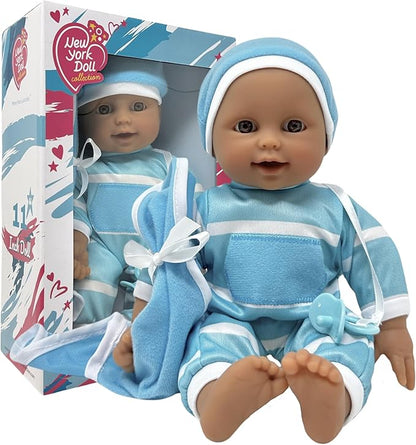 The New York Doll Collection 11 inch Soft Body Baby Doll in Gift Box - 11" Doll Toy for Kids, Boys, Girls and Toddlers - Baby Doll Pacifier Accessory Included