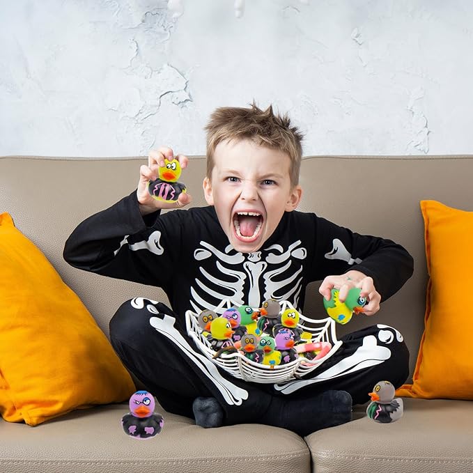 Halloween Zombie Rubber Duck Toy Duckies for Kids, Bath, Birthday Baby Showers Summer Beach and Pool Activity, 2" (50-Pack)