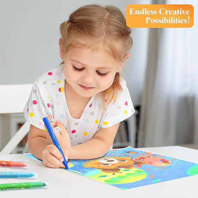 M&G 24 Pcs Tempera Paint Sticks, 24 Colors Solid Tempera Paint Set for Kids, Washable, Quick Drying, Non-Toxic, Works Great on Paper, Wood, Glass