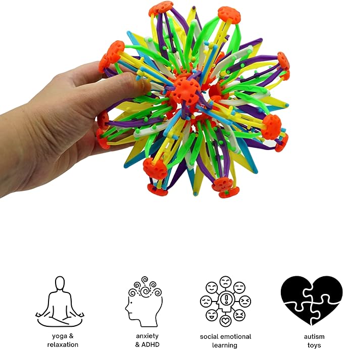 4E's Novelty Expandable Breathing Ball Sphere - Breathing Visual, Fidget Toys Expands from 6 to 12" Expanding Sphere for Kids & Adult