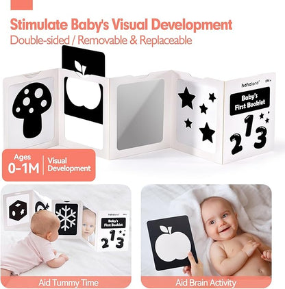 hahaland High Contrast Baby Toys for Newborn - Infant Baby Black and White Sensory Newborn Toys for Brain Development Montessori Tummy Time Toy for 0 3 6 Months