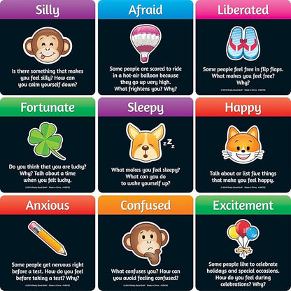 Really Good Stuff Emoji Feelings Cards for The Classroom or Home Activity for Kids - 12 Pk - Builds Social Emotional, Critical Thinking, Self-Awareness & Vocabulary Skills