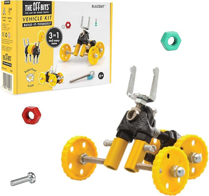 The Off Bits Building Toy - Yellow Vehicle Kit BlazeBit - Building & Construction Toy Tool Set for Kids Including Guide Book - Build-it-Yourself, Gift Ideas for Kids Boys & Girls