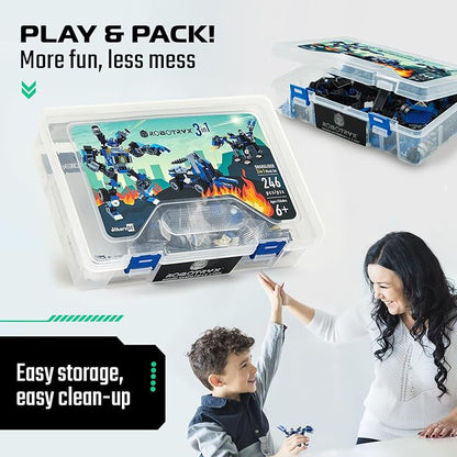 JITTERYGIT Robot Building Toy Gift for Boys, Perfect STEM Gift for Builders Ages 6, 7, 8, 9, and 10 Year Olds, Blue SnabGlider (246 Pcs) Robotryx