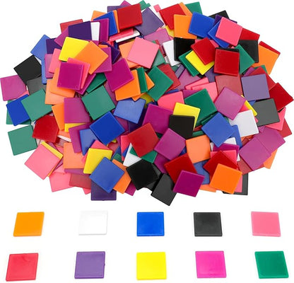 Coopay 200 Pcs Plastic Square Color Tiles, Bingo Chips, Poker Chips, Color Sorting, Math Counters, Game Tokens, Counting Manipulatives for Kids Elementary School Classroom Learning Development Toys