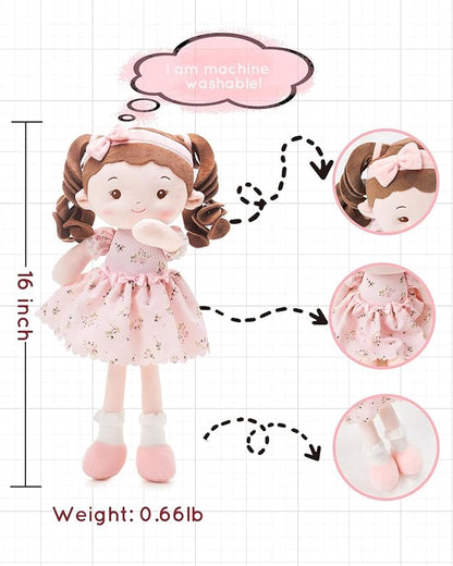 LeyaDoll Personalized Soft Baby Doll Toys for Girls (16''), My First Christmas Dolls, Leya Doll Baby Rag Doll Plush Toys for Toddler Kids Infants -Christmas Special - Princess Breeze