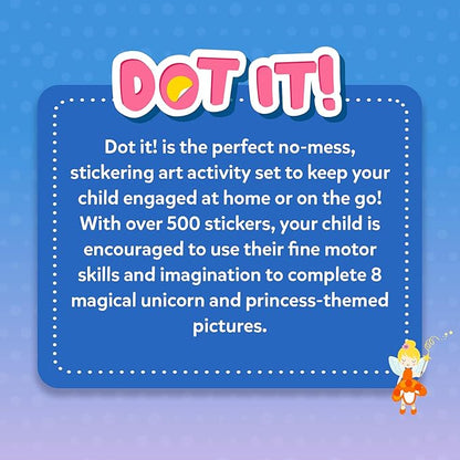 Skillmatics Dot It Sticker Art - Unicorns & Princesses, Mess-Free Craft Kits, 500+ Stickers, Stocking Stuffers, DIY Scrapbooking, Travel Activity, Christmas Gifts for Girls & Boys Ages 3, 4, 5, 6, 7