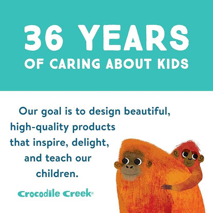 Crocodile Creek Wooden Stacking Puzzle, 10 Chunky Animal Pieces and Two-Sided Base with Play Scene for Kids Ages 2 Years and Up, 11.75 inches, 123 Zoo