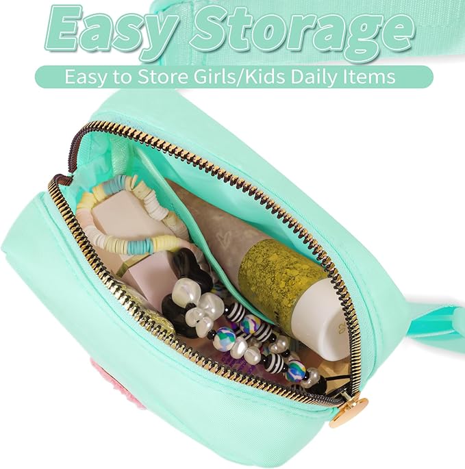 Mini Belt Bag Fanny Pack with Initials Letter Patch Small Crossbody Bags Cute Stuff Birthday Gifts for Teenager Girls Trendy Stuff for Teens - Light Green,C