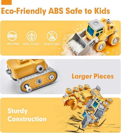hahaland Toys for 5+ Year Old Boys - Take Apart Dinosaur Kids Toys Construction Vehicles 5 in 1 Transform into Dinosaur Robot STEM Building Toy for 5 6 7 8 Year Old Boys