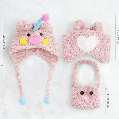 17cm Doll Clothes Set-Adorable Outfits for Dolls-Stylish Accessaries Clothes Dress-Up-Replaceable Clothing Collections, Includes Hat, Top, Skirt(Pink-Style C)