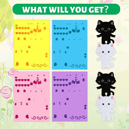 VKPI 4 Pieces Cats Foam Art Crafts Gift Kit, Creative Make Your Own Kittens, Cartoon Foam Paper Craft Projects for Kids Ages 4+ Toddler, Preschool Learning Toy for Birthday Party Favor Supplies