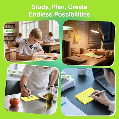 250 Count Yellow Index Cards with Ring 3 x 5 Inch Heavyweight Ruled Index Cards, Flash Cards for School & Office Supplies and Home Organization, Durable Study To Do List Note Cards with Ruled Lines