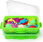 2 Pcs Sand Tray Sensory Bin with Lid and Handle, Portable Sensory Sandbox Container for Kids, Plastic Activity Tray for Toddlers (Green)