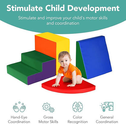 Best Choice Products 4-Piece Kids Climb & Crawl Soft Foam Block Activity Play Structures for Child Development, Color Coordination, Motor Skills - Multicolor