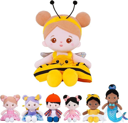 OUOZZZ 12" Soft Baby Doll Toys for 1 + Year Old Girl Gifts, Birthday Gifts for 1 Year Old Girl Christmas Plush Toys Gift for Toddler Kids Yellow Bee Dress
