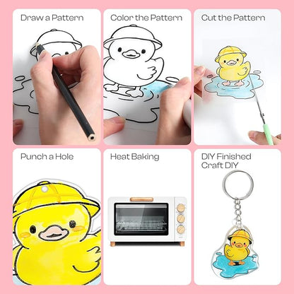 Auihiay 50PCS Shrink Plastic Sheet, Shrink Films Papers, Shrinky Art for DIY Keychains Making, Easter Decorations Ornament, and Mothers Day Gifts, 7.9 x 5.7 inch / 20 x 14.5 cm