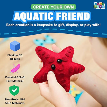 MOMOTOYS Mermaid & Sea Life Beginner Sewing Kit for Kids Ages 7+ – Includes 9 Kids Sewing Projects w/Tools & Art Supplies – DIY Felt Crafts – Girls & Boys Gifts for 7, 8, 9, 10, 11, 12 Year Old