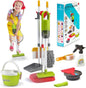 Toddler Cleaning Set, Kids Cleaning Toy Set with 2 in 1 Kids Vacuum That Really Works, Mop, Broom, 14Pcs Pretend Play Home Cleaning Playset for Toddler Ages 3+, Birthday Gift for Girls Boys (Red)