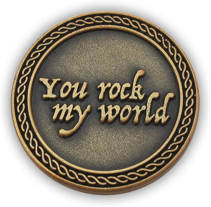 Bulk Set of 3 Romantic Love Expression Coins, You Rock My World, & Make My Heart Skip a Beat, Anniversary Pocket Tokens for Date Night, Love Gift for Men & Women, from Him or Her