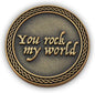 Romantic Love Expression Antique Gold Plated Pocket Coin for Date Night, You Rock My World, & Make My Heart Skip a Beat, Love Gift for Men & Women, from Him or Her