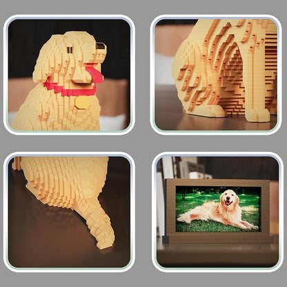 Animal Dog Adorable Pet Golden Retriever Micro Building Blocks Set with Secret Hidden Storage Box Inside! Ideal Toy for Dog Lovers, Kids & Adults.