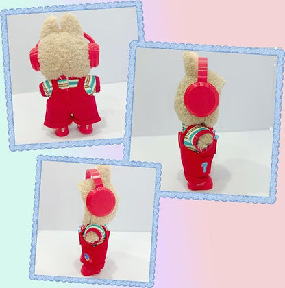 17cm Doll Clothes(No Doll), Cute Dolls Outfit Accessories with Red Overalls + T Shirt + Shoes, Fashion Adorable Clothing Set for Doll