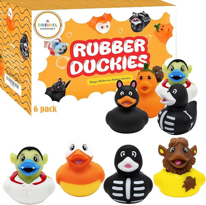 The Dreidel Company Kids Halloween Rubber Duck Toy Duckies, Fun Bath Birthday Gifts Baby Showers Summer Beach and Pool Activity, 2" (6-Pack)