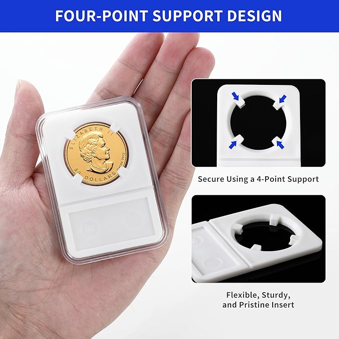 10-Pack Silver Dollar Coin Holder, 38mm Collection Coin Holder, Clear Acrylic Coin Slab Protectors and Display Case for Morgan, Peace, IKE Silver Coin, Four-Point Fixation Coin Capsules