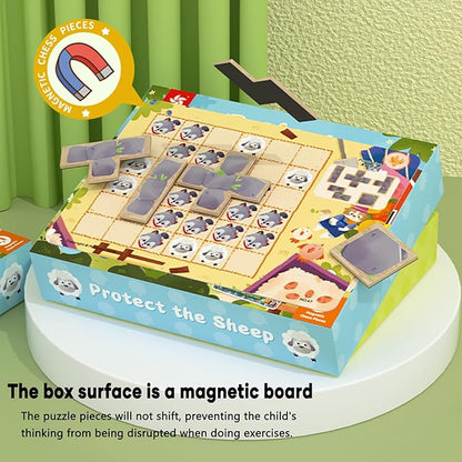 Protect the Sheep Logic puzzle Game-Engaging STEM Toys for Kids 3-12|60 sets of question card challenges|Brain Teaser puzzles kids Game|Enhances Reasoning & Planning Skills|Travel Game & Birthday Gift